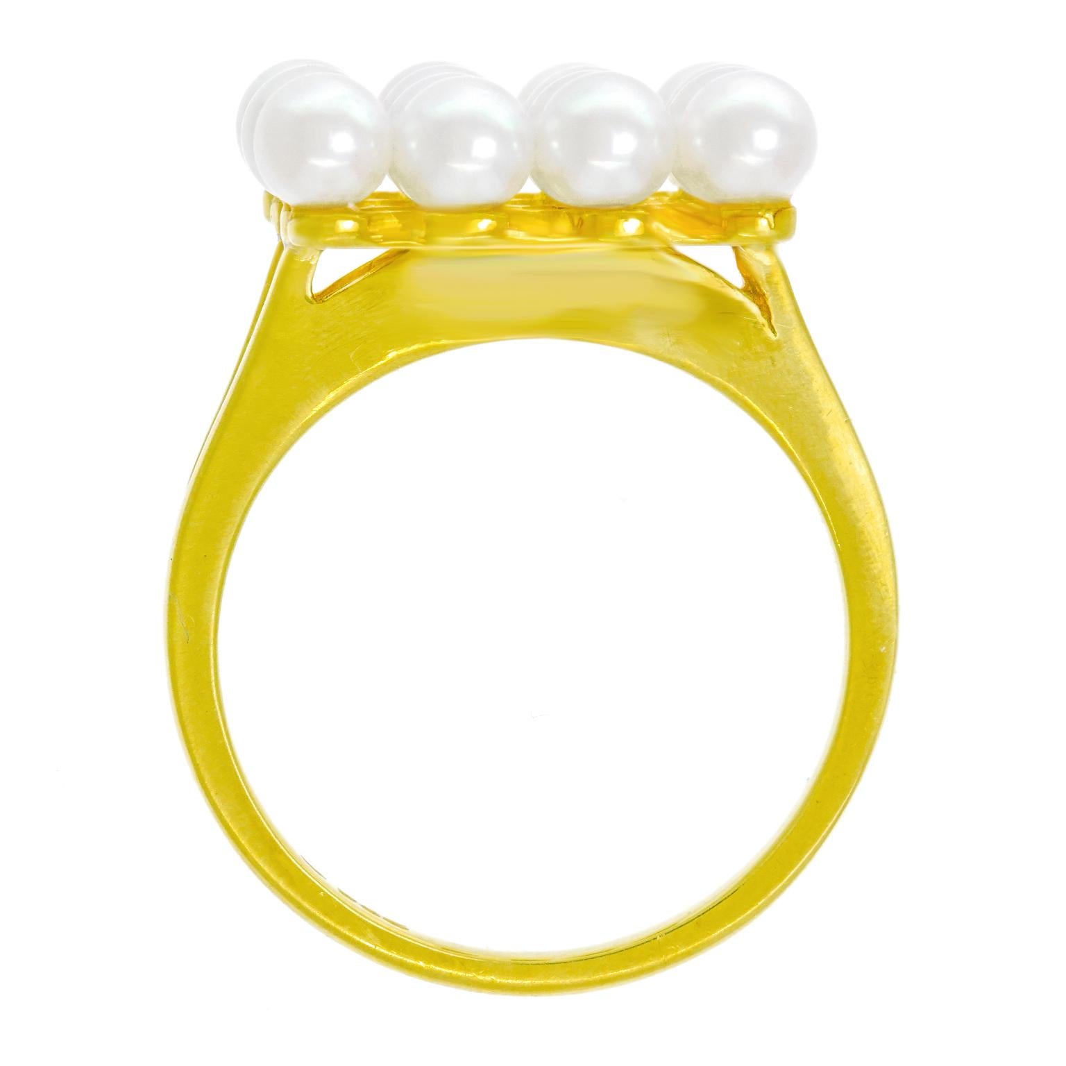 Modernist Mikimoto Pearl Ring 5