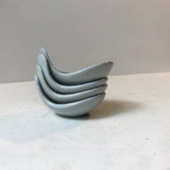Modernist Miniature's, Kidney Shaped Bowls from Nymolle, Denmark, 1960s