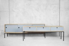Modernist Minimalist Scandinavian Oak Console Table with Drawers, 1970s