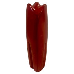 Modernist Minimalist Soapstone Whimsical Red Elephant Sculpture