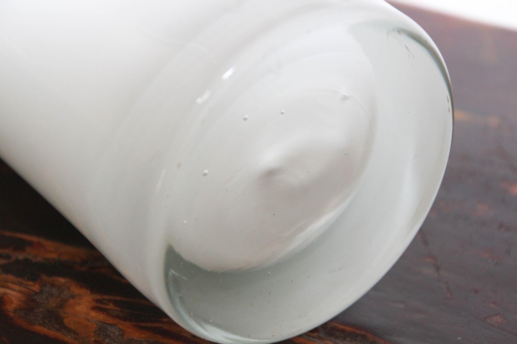 Modernist Minimalist White Glass Flower Vase For Sale 2
