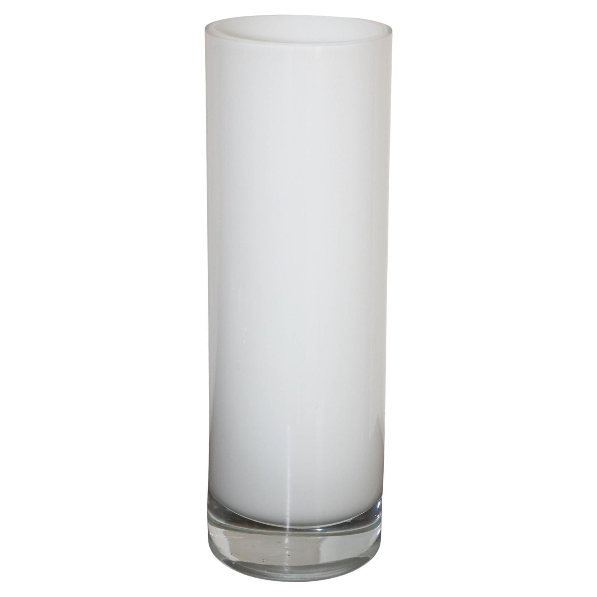 Modernist Minimalist White Glass Flower Vase For Sale
