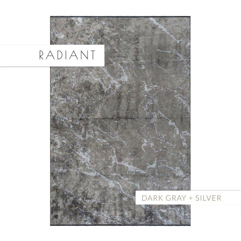 Alfombra Modernista de Diseño Abstracto Marrón Visón y Gris Plata con Brillo en venta 8