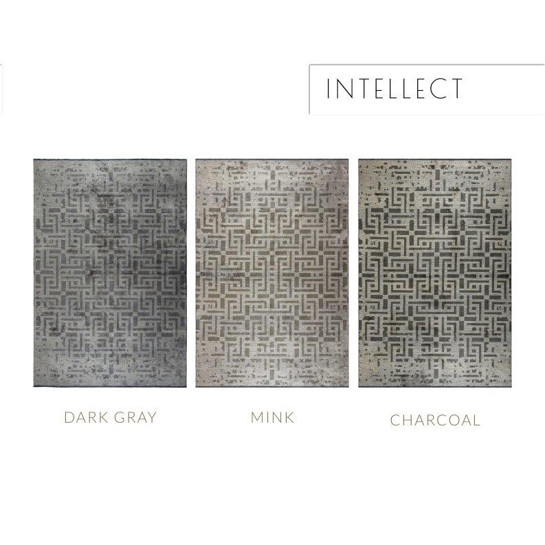 Tapis moderniste de conception abstraite en brun vison et gris argenté avec brillance en vente 11