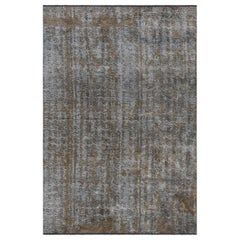 Modernist Mink Brown and Silver Gray Abstract Design Rug with Shine