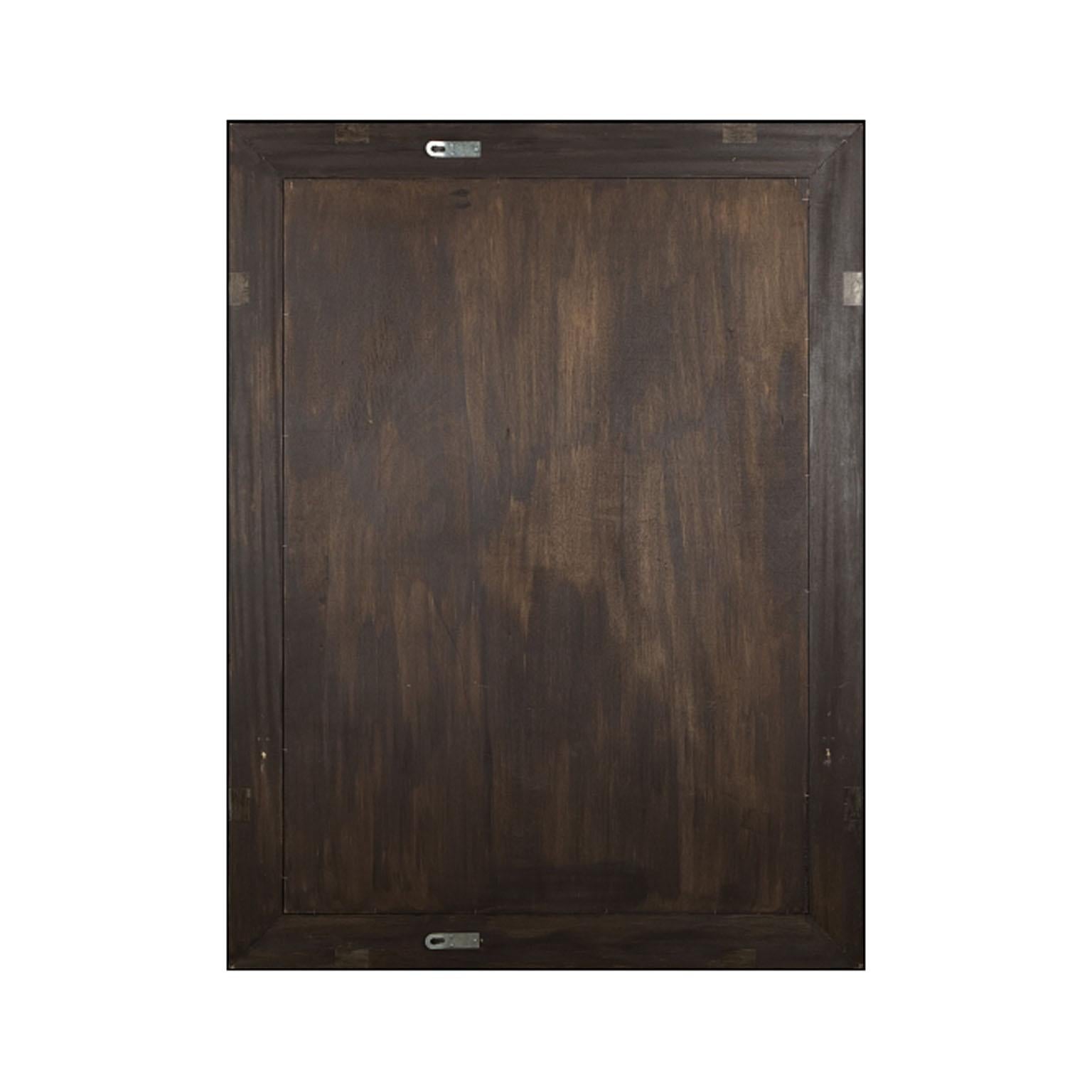 Modernist Mirror with Wood Frame and Silvered Inlaid Patterns For Sale 2