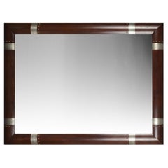 Spiegel im modernistischen Stil mit Holzrahmen und versilberten Intarsienmustern