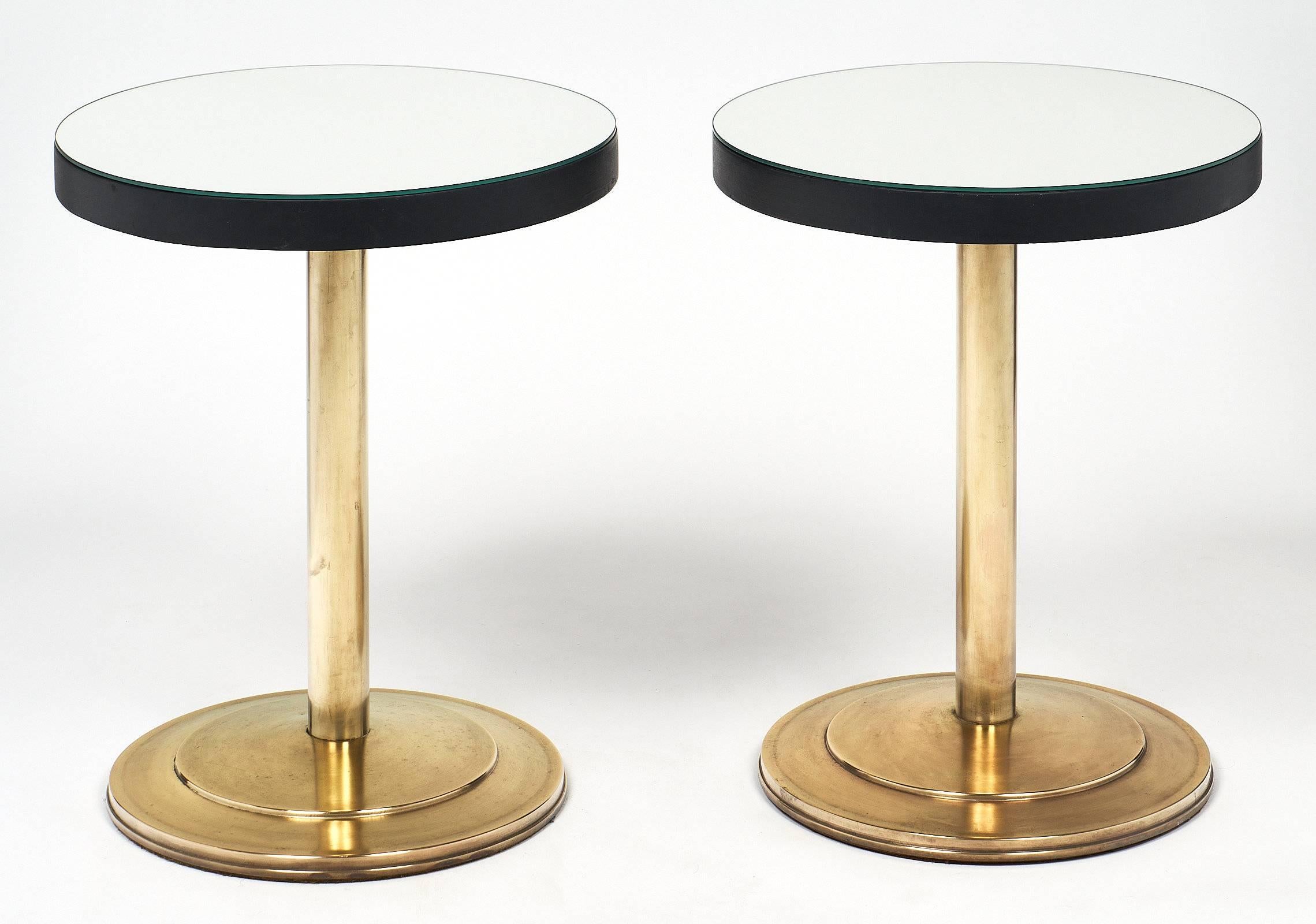 French Modernist Mirrored Side Tables Attributed to Jacques Adnet