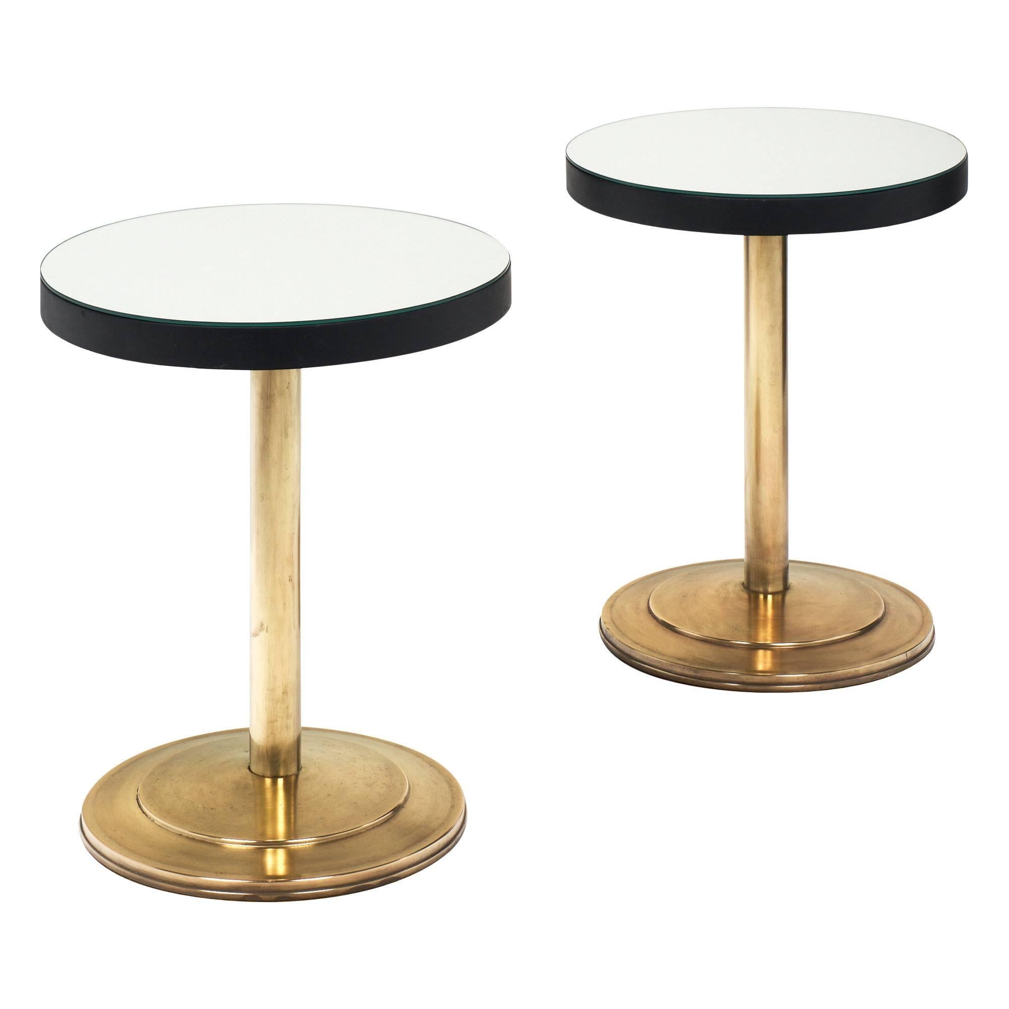 Modernist Mirrored Side Tables Attributed to Jacques Adnet