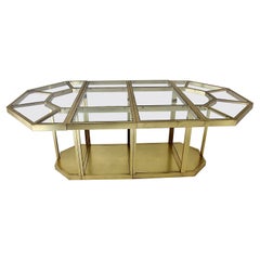 Mesa Modular Modernista Vintage Latón Cristal Mesa de Comedor Consola Italia Años 70
