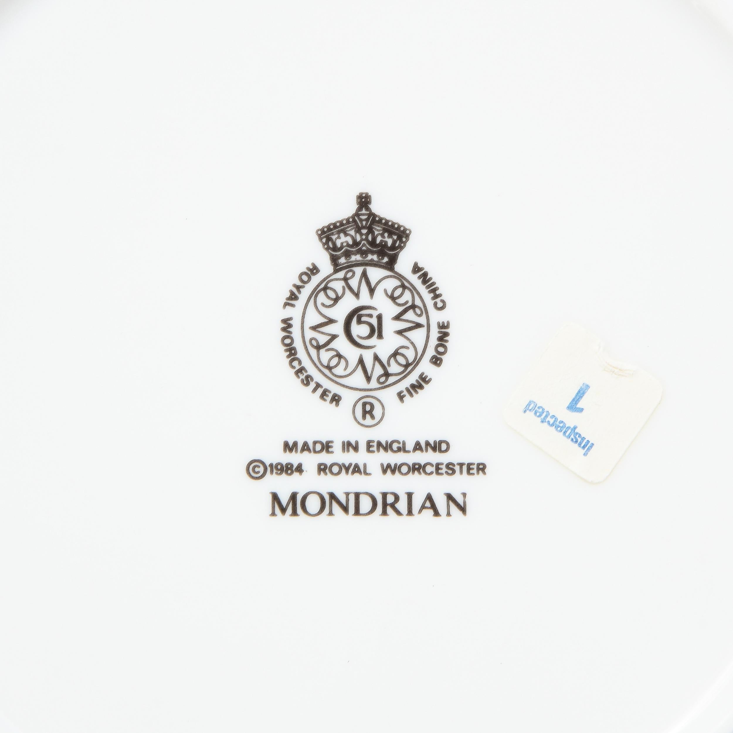 Modernistisches „Mondrian“-Muster-Service für 14 feine Chinateller von Royal Worcester im Angebot 4