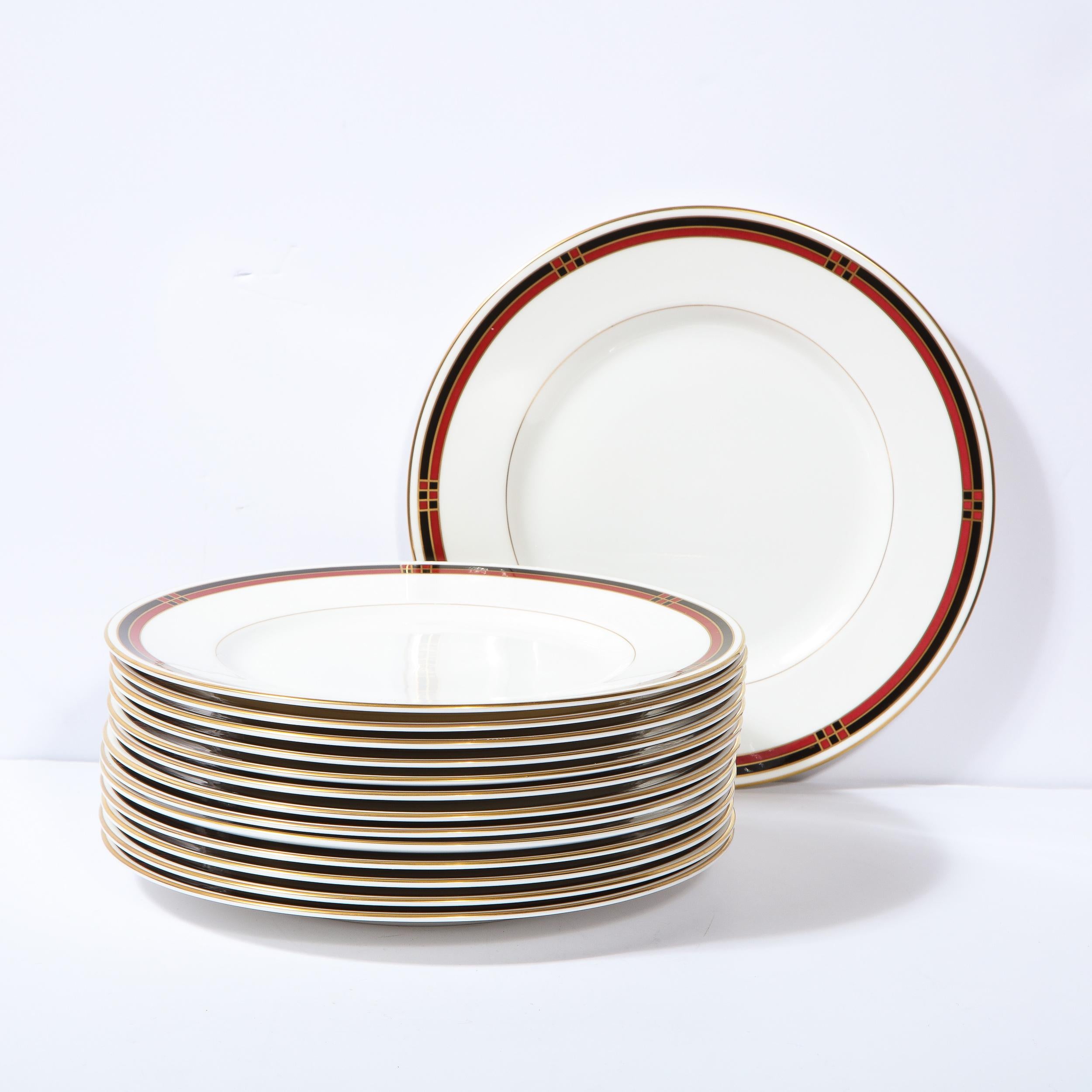 Service de 14 assiettes en porcelaine raffinée à motif moderniste ' Mondrian ' de Royal Worcester en vente 8