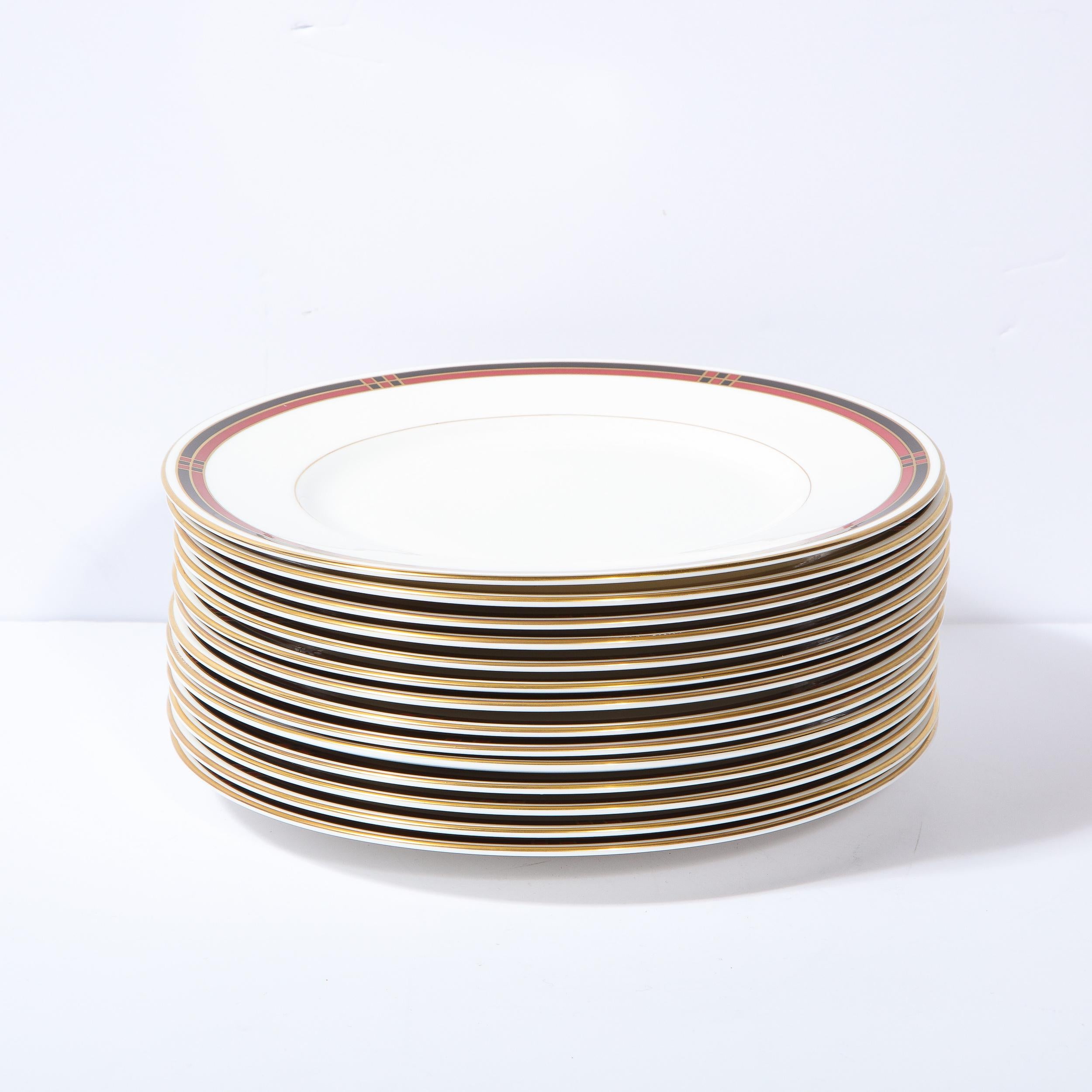 Service de 14 assiettes en porcelaine raffinée à motif moderniste ' Mondrian ' de Royal Worcester en vente 9