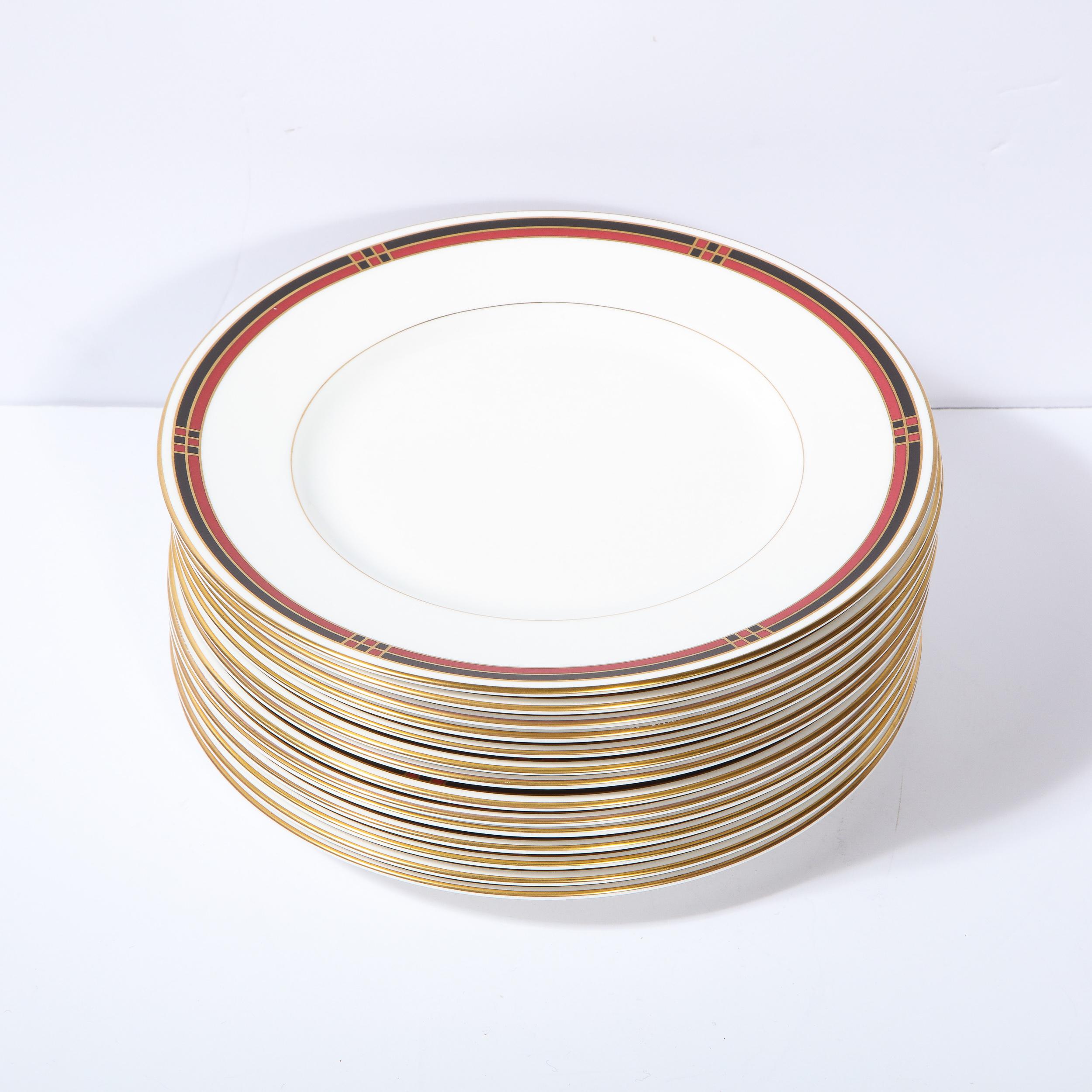 Service de 14 assiettes en porcelaine raffinée à motif moderniste ' Mondrian ' de Royal Worcester en vente 10