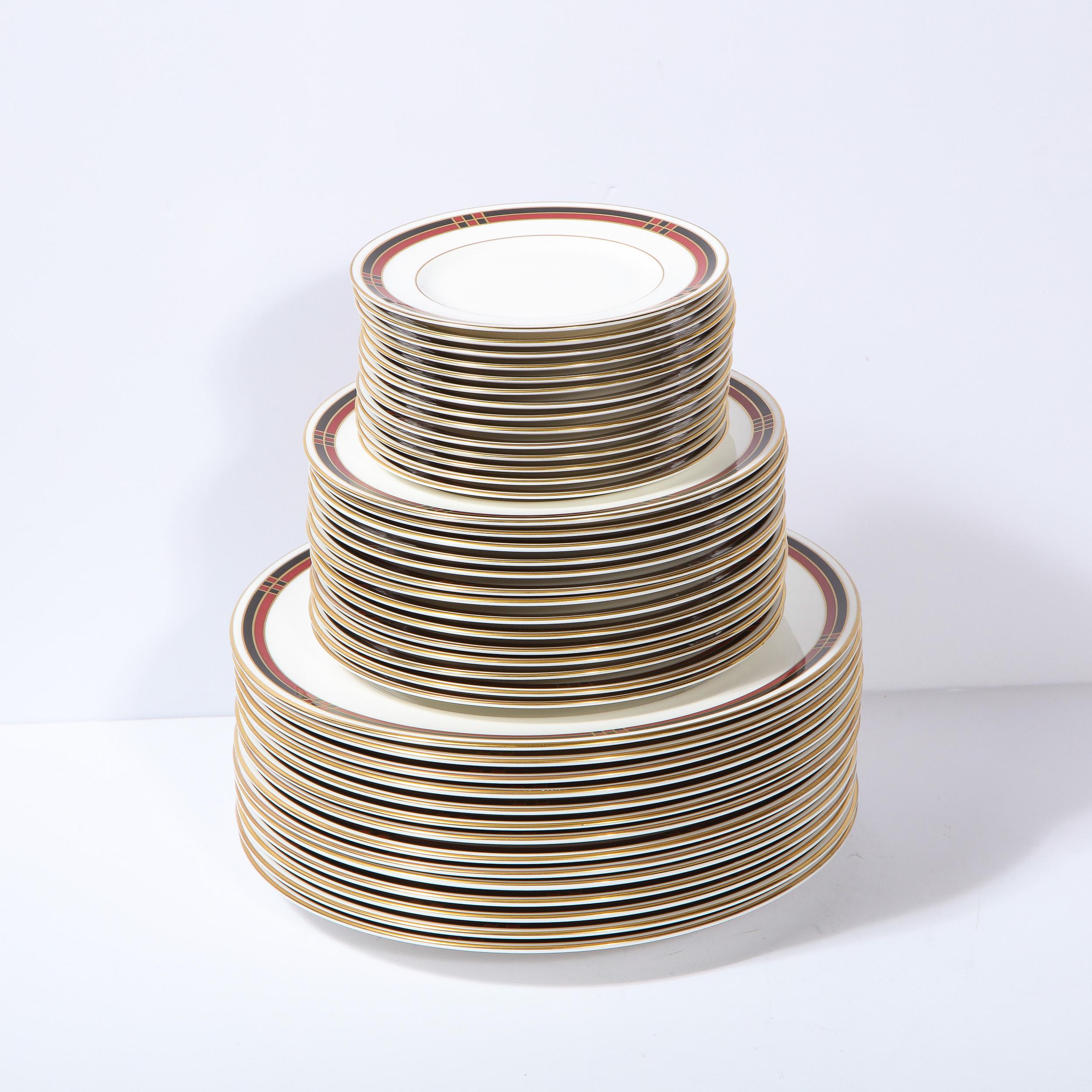 Britannique Service de 14 assiettes en porcelaine raffinée à motif moderniste ' Mondrian ' de Royal Worcester en vente