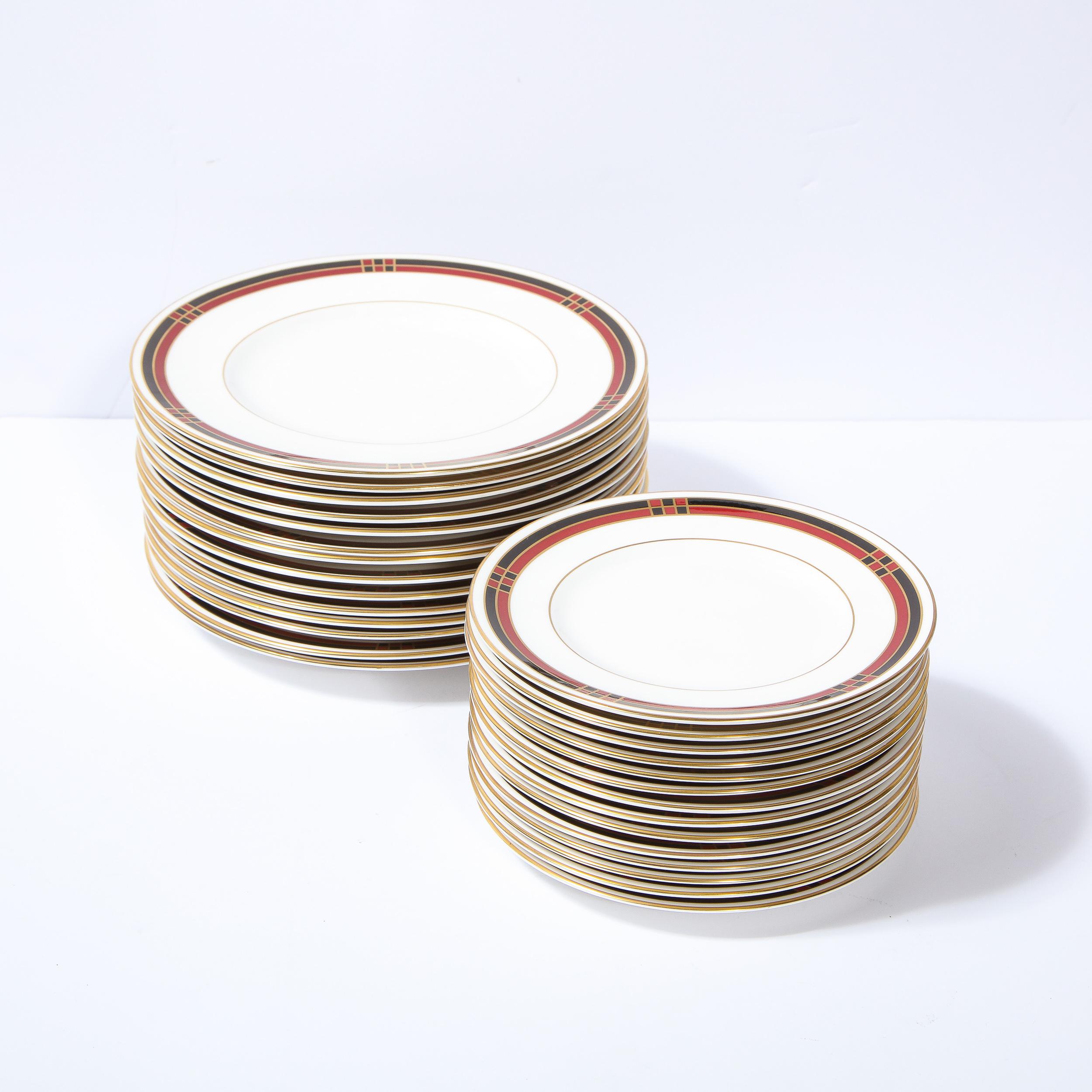 Service de 14 assiettes en porcelaine raffinée à motif moderniste ' Mondrian ' de Royal Worcester Bon état - En vente à New York, NY