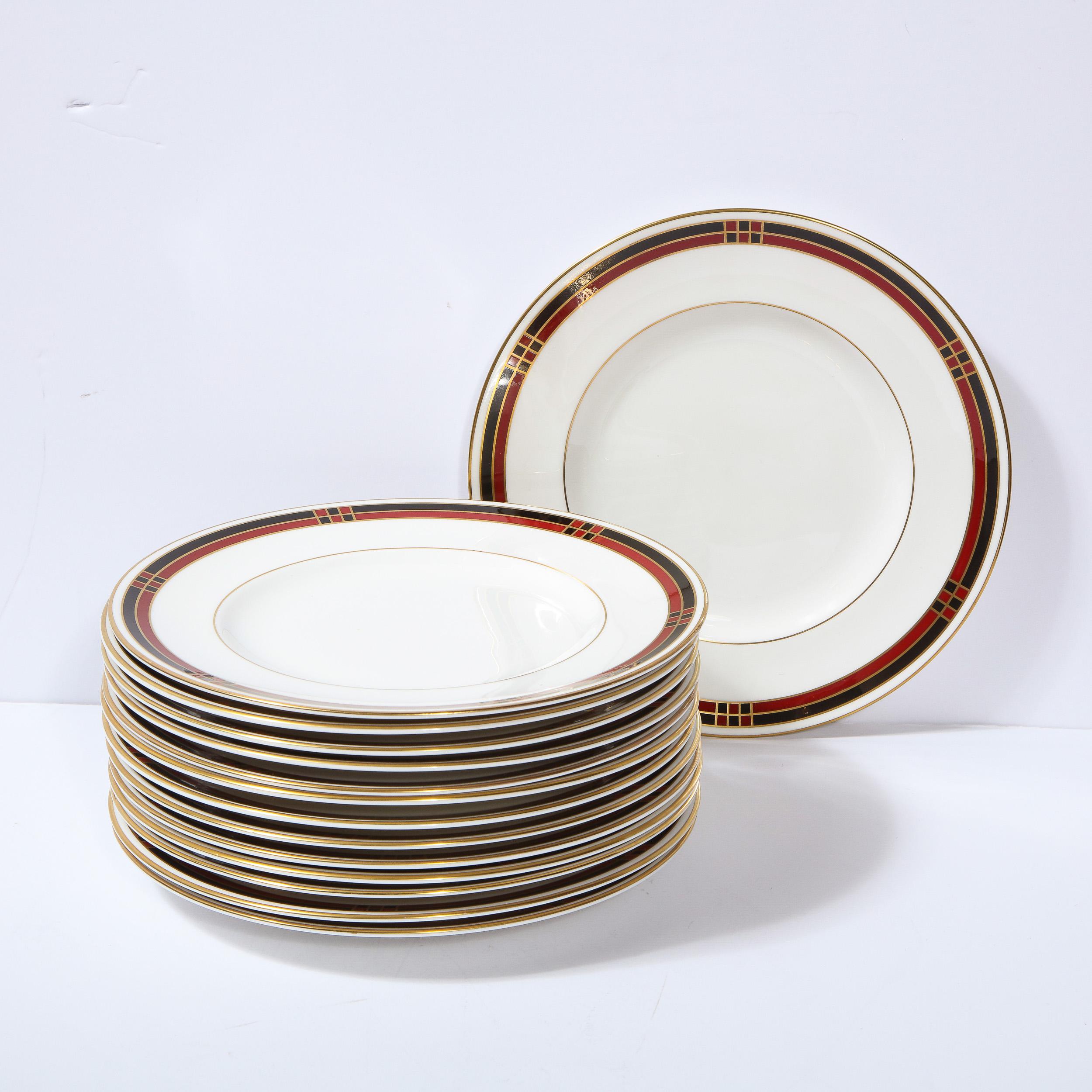 Fin du 20e siècle Service de 14 assiettes en porcelaine raffinée à motif moderniste ' Mondrian ' de Royal Worcester en vente