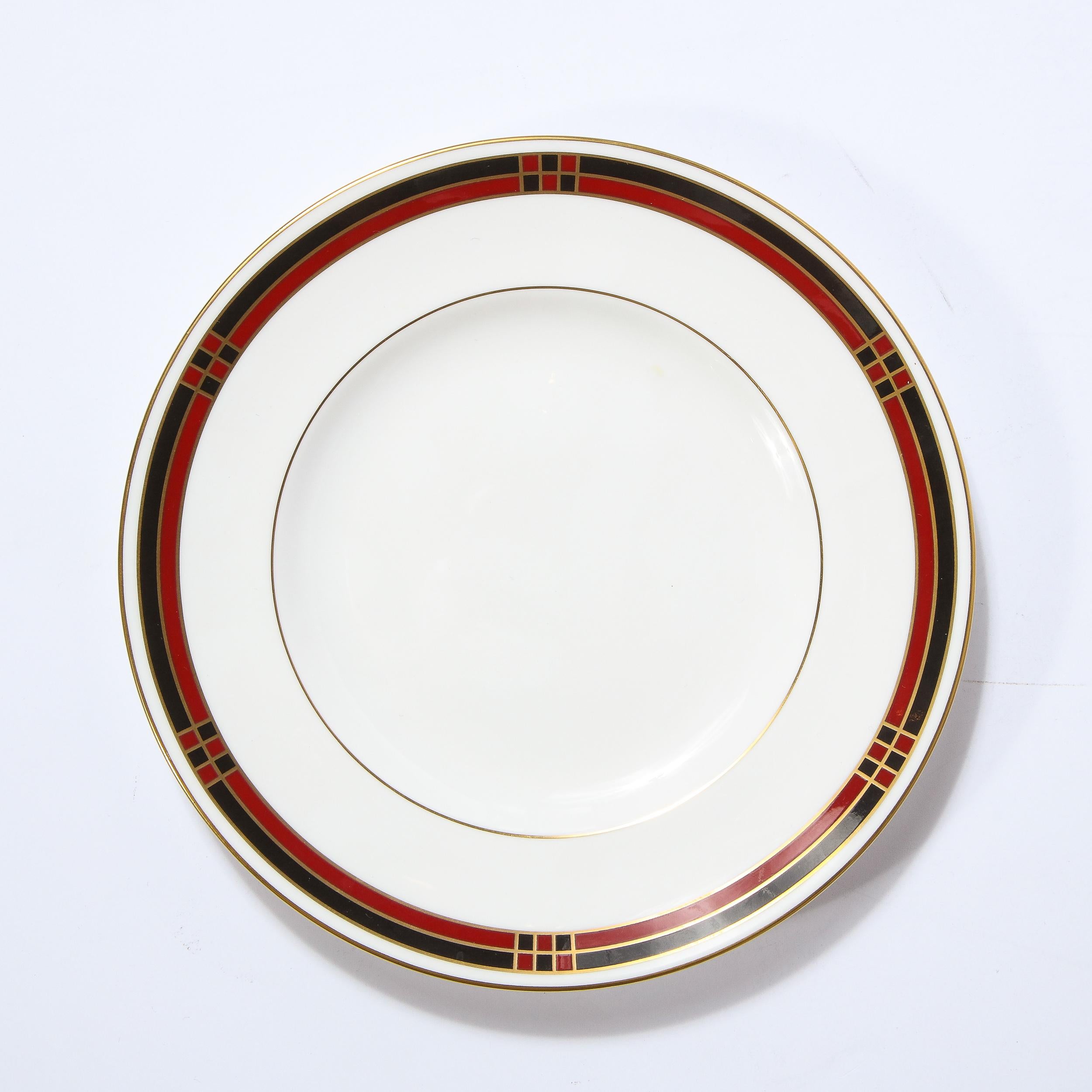 Modernistisches „Mondrian“-Muster-Service für 14 feine Chinateller von Royal Worcester im Angebot 1