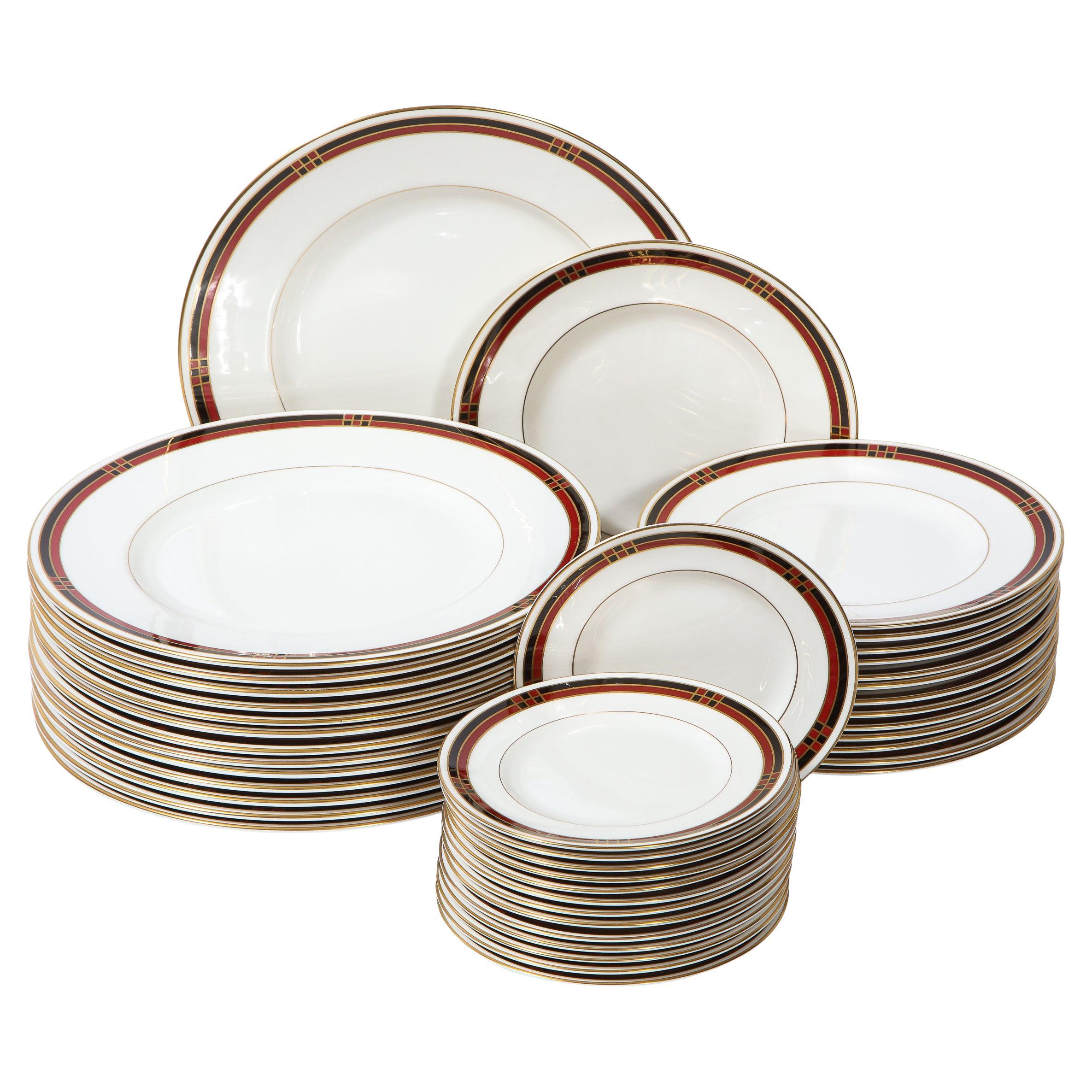 Modernist "Mondrian" Pattern Service for 14 Fine China Plates by Royal Worcester For Sale