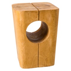 Tabouret creux moderniste "Monoxyle" en bois massif - Pays-Bas années 2000