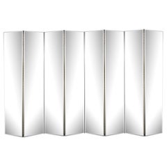 Modernist Monumental Eight Panel Mirrored Screen with Bronze Hued Back