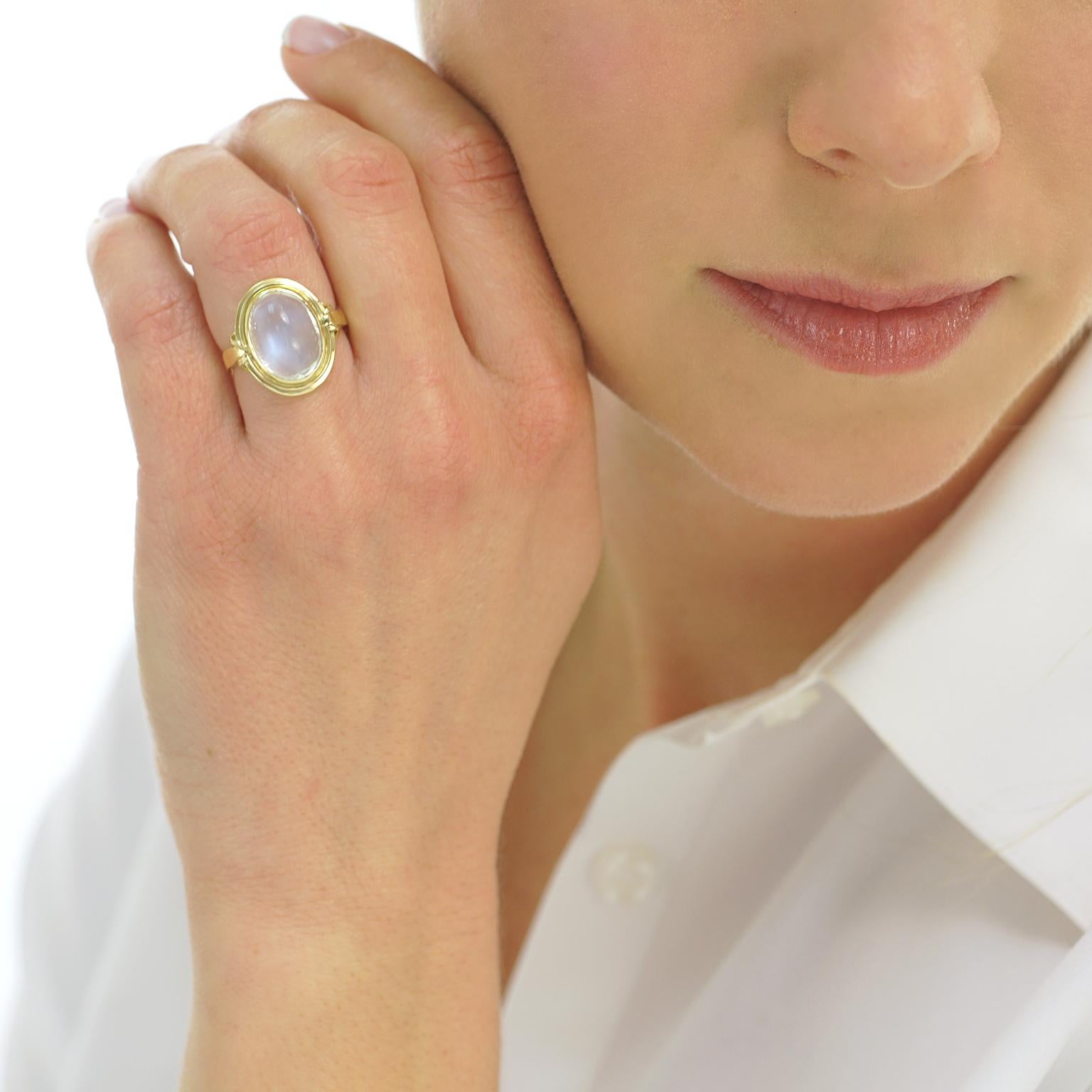 Women's or Men's Modernist Moonstone Set Gold Ring
