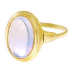 Vintage Modernist Moonstone Set Gold Ring