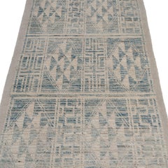 Modernist Moroccan Style Light Blue Sierra Runner Rug by Alberto Levi Gallery