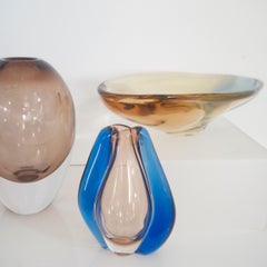 1960 Modernist Mstisov Collection from Czechoslovakia Vase and Romano Glass Bowl