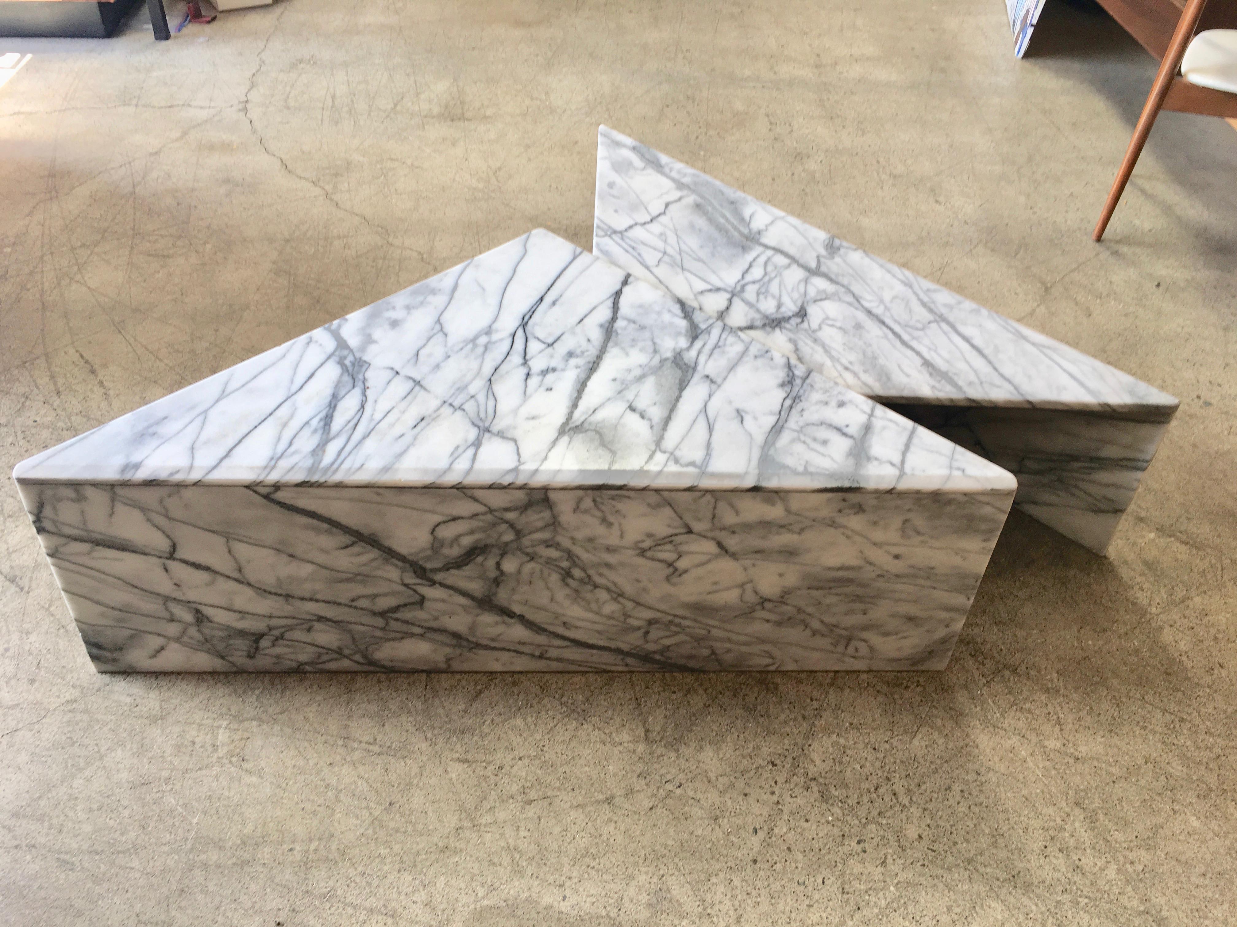 triangular marble coffee table