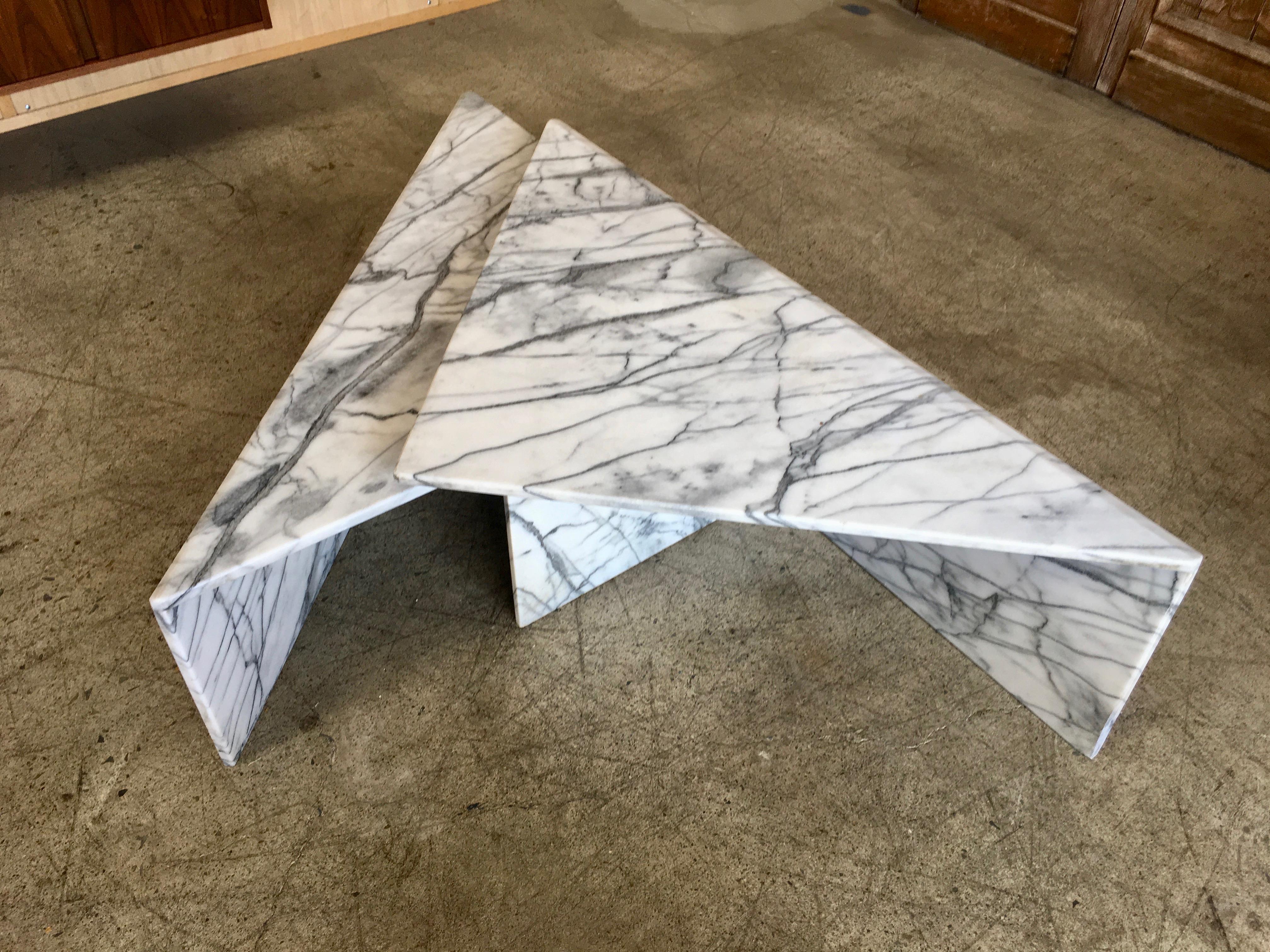 Post-Modern Modernist Multi-Level Italian Marble Coffee Table