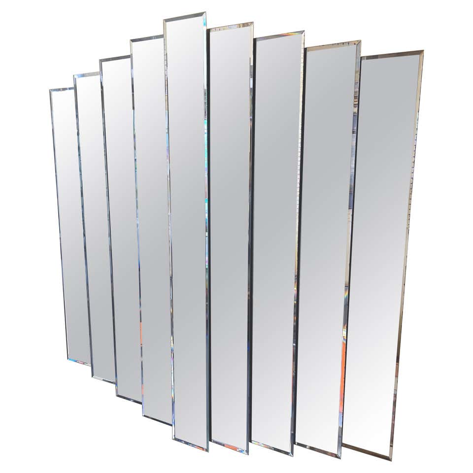 Modernist Multi-level Large Decorative Nine Panel Wall Mirror For Sale ...
