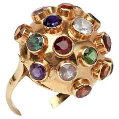 Modernist Multigem Gold Sputnik Ring