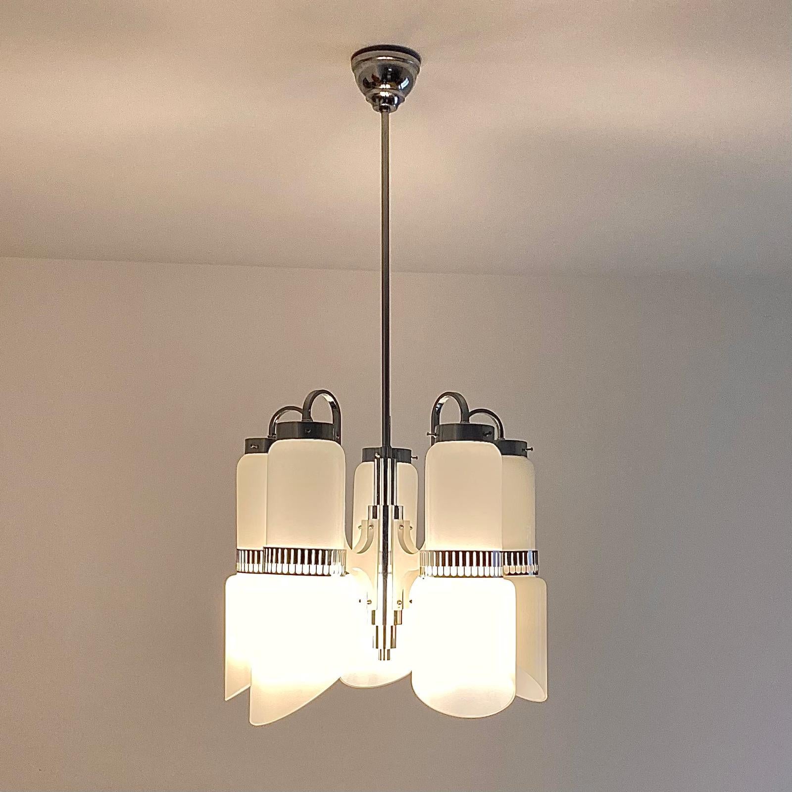 Modernistischer Space Age-Kronleuchter aus Murano und Stahl, Vistosi, Italien 1960er Jahre im Angebot 4