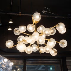 Modernist Murano Glass and Brass "Constellation" Chandelier by High Style Deco