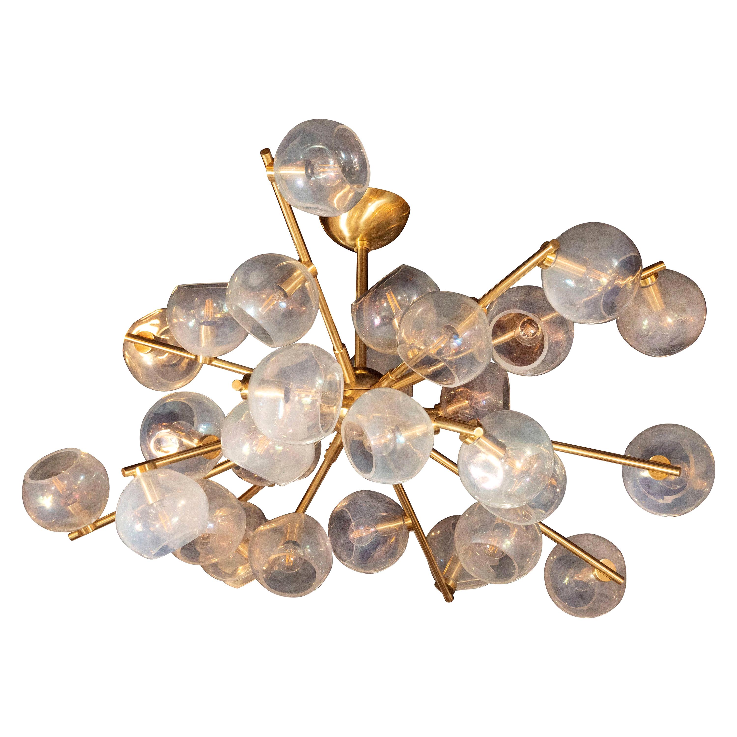Modernist Murano Glass and Brass "Constellation" Chandelier by High Style Deco