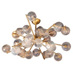 Araña modernista de cristal de Murano y latón "Constelación" de High Style Deco