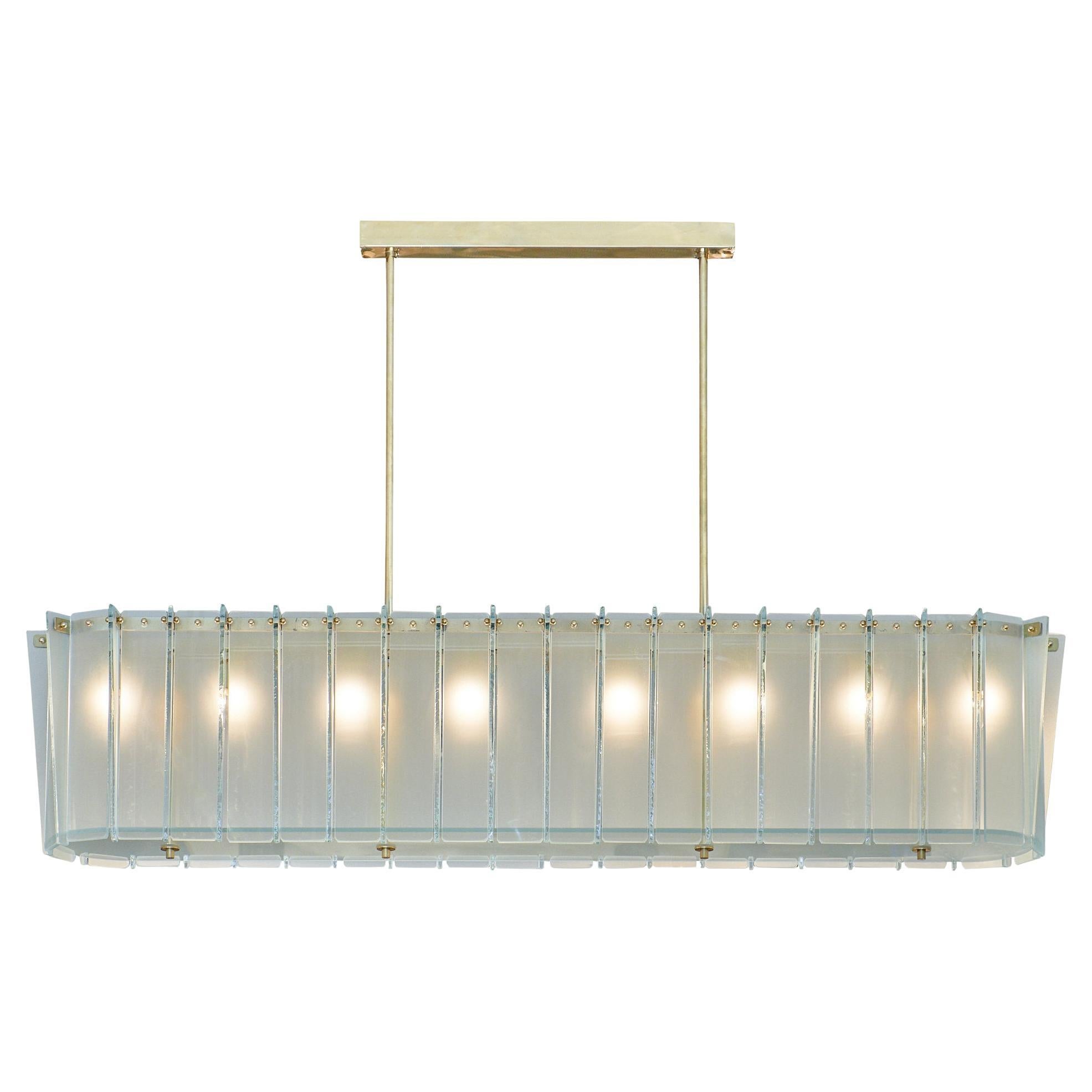 Modernist Murano Glass Chandelier with Frosted Blue Blades, Italy