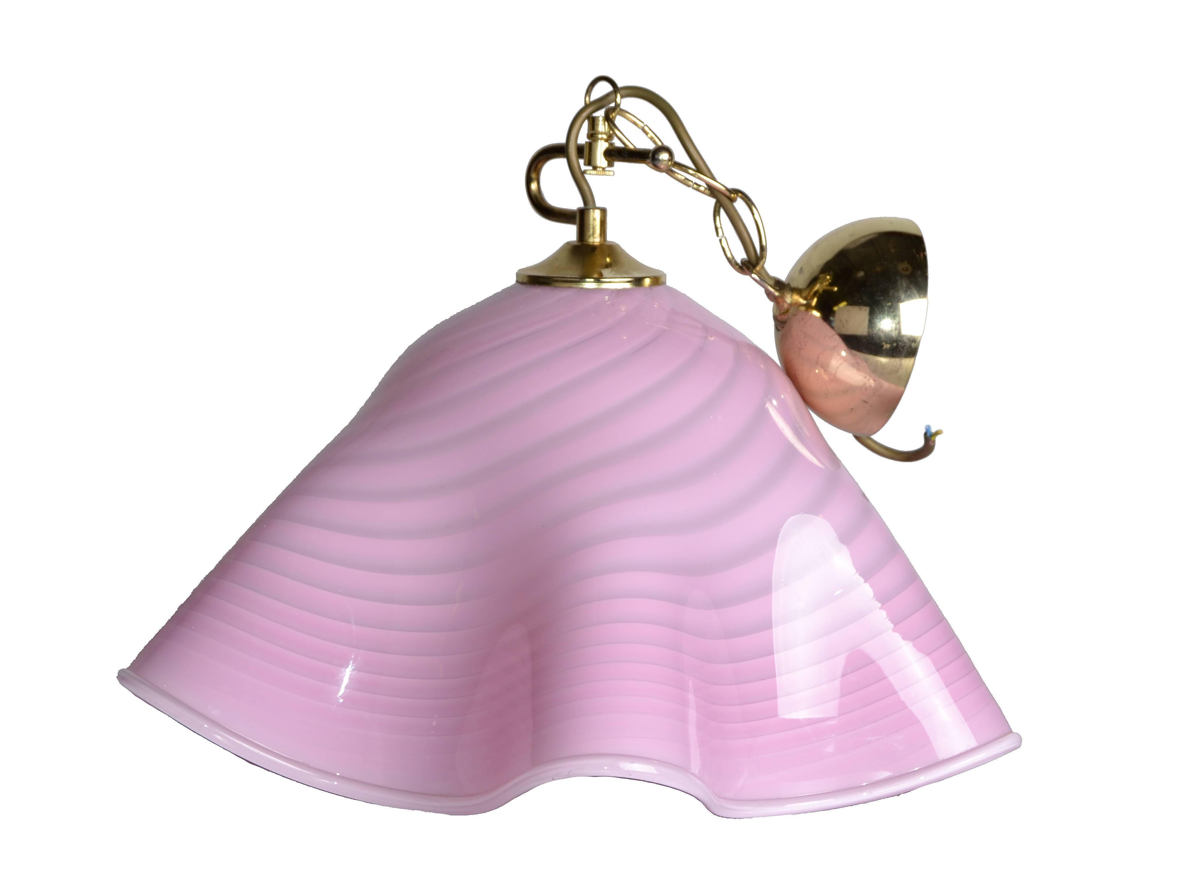 Brass Modernist Murano Glass Handkerchief Chandelier