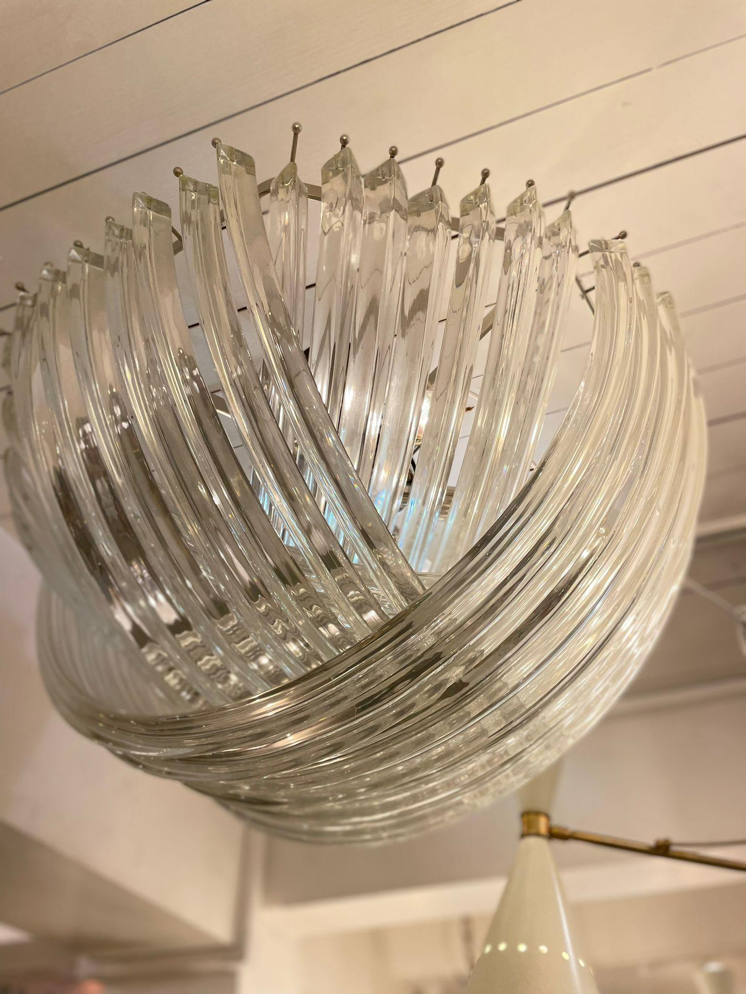 20th Century Modernist Murano Glass Ribbon Chandelier, circa 1960