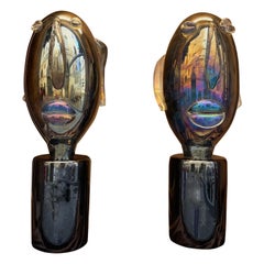 Modernistische Muranoglas-Skulptur Kopf im Picasso-Stil auf Glassockel:: 1980