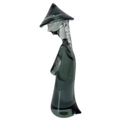 Scultura modernista in vetro di Murano di un uomo cinese di Seguso