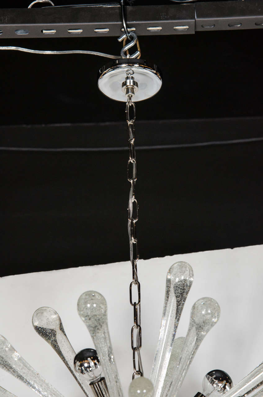 Italian Modernist Murano Glass Sputnik Chandelier with Chrome Fittings For Sale