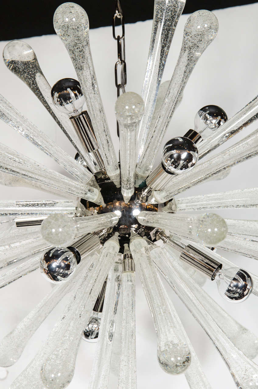 Modernist Murano Glass Sputnik Chandelier with Chrome Fittings In New Condition For Sale In New York, NY