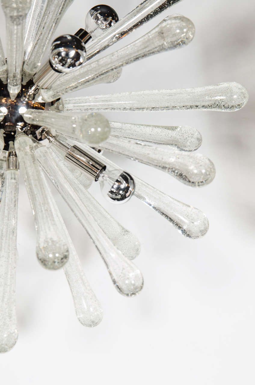 Contemporary Modernist Murano Glass Sputnik Chandelier with Chrome Fittings For Sale