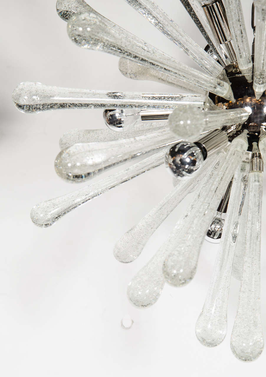 Modernist Murano Glass Sputnik Chandelier with Chrome Fittings For Sale 1