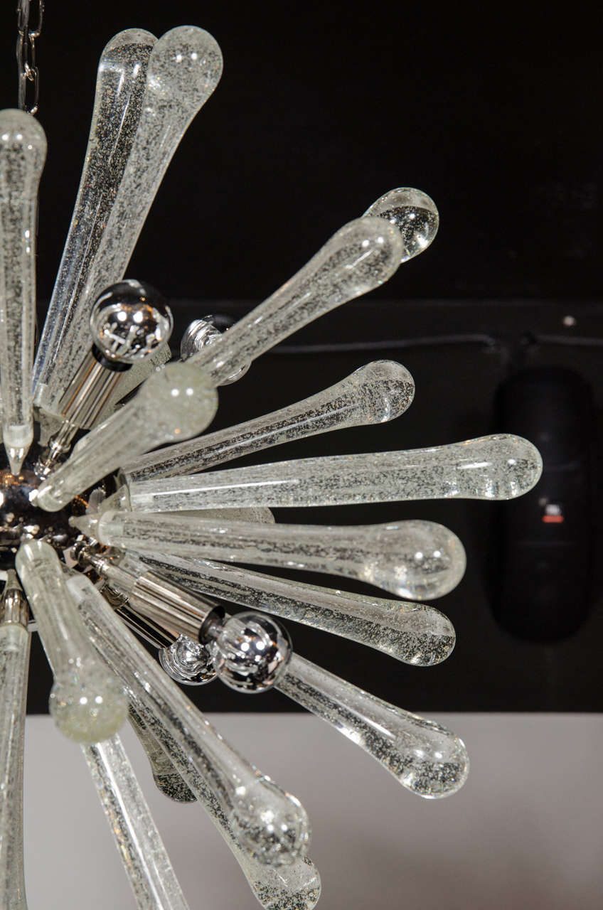 Modernist Murano Glass Sputnik Chandelier with Chrome Fittings For Sale 2
