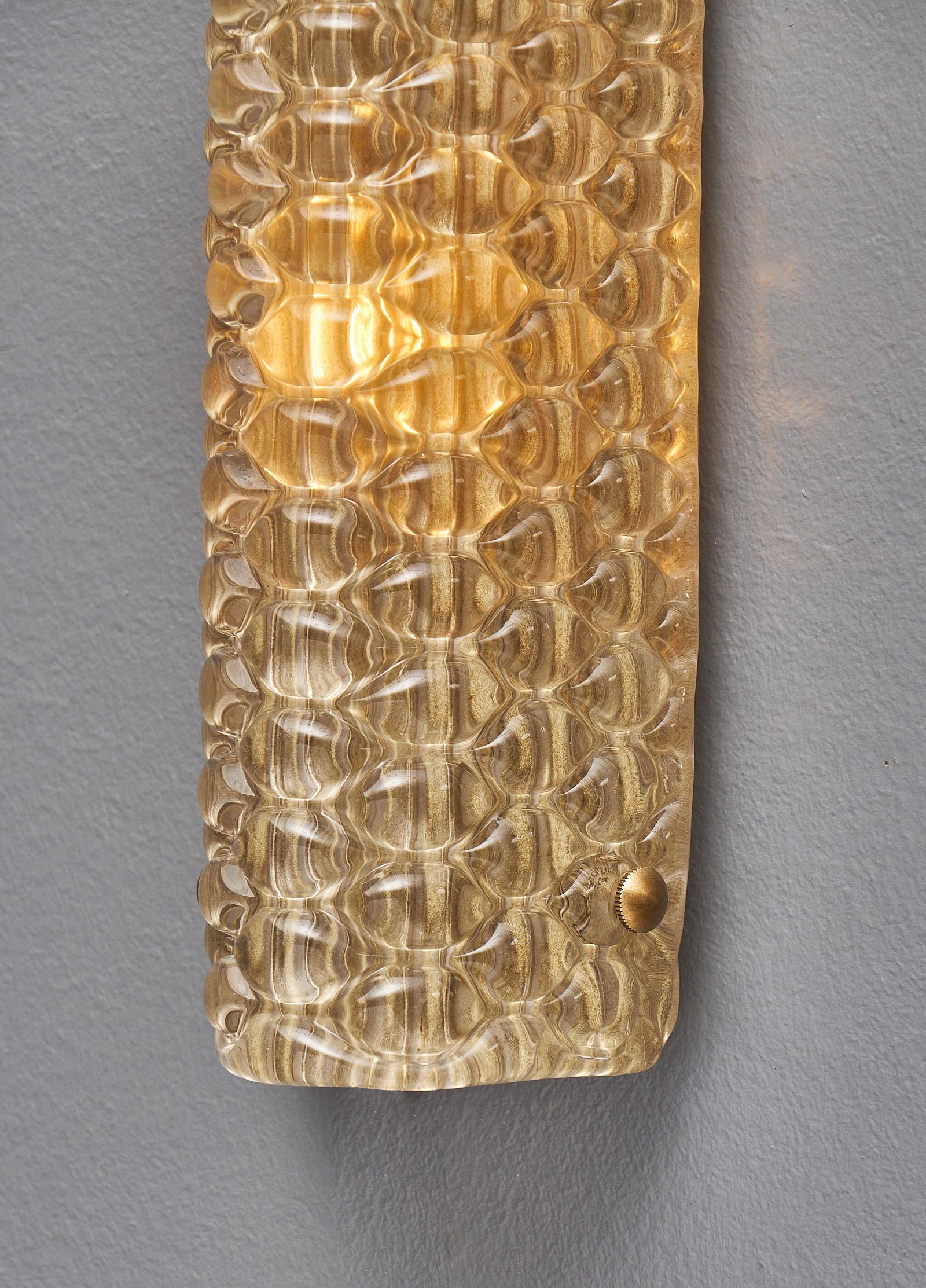 Modernist Murano Glass Textured Sconces For Sale 4