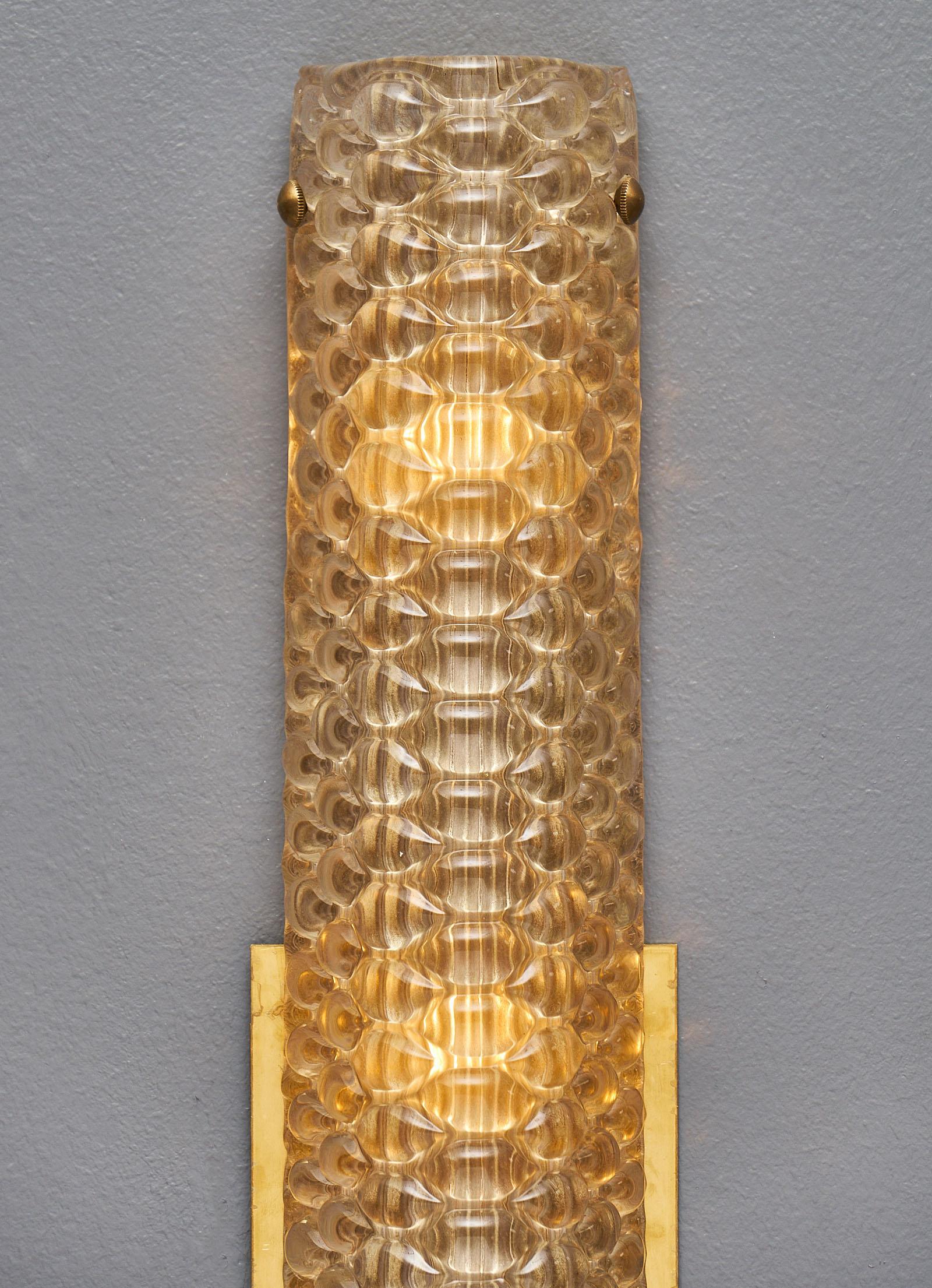 Modernist Murano Glass Textured Sconces In New Condition For Sale In Austin, TX