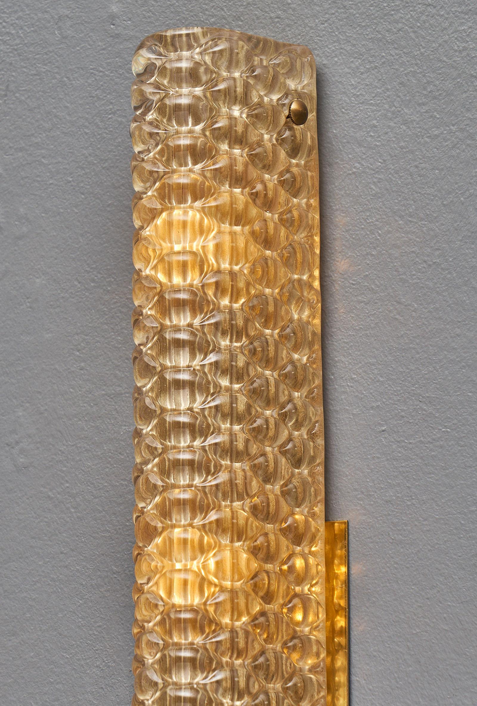 Modernist Murano Glass Textured Sconces For Sale 1